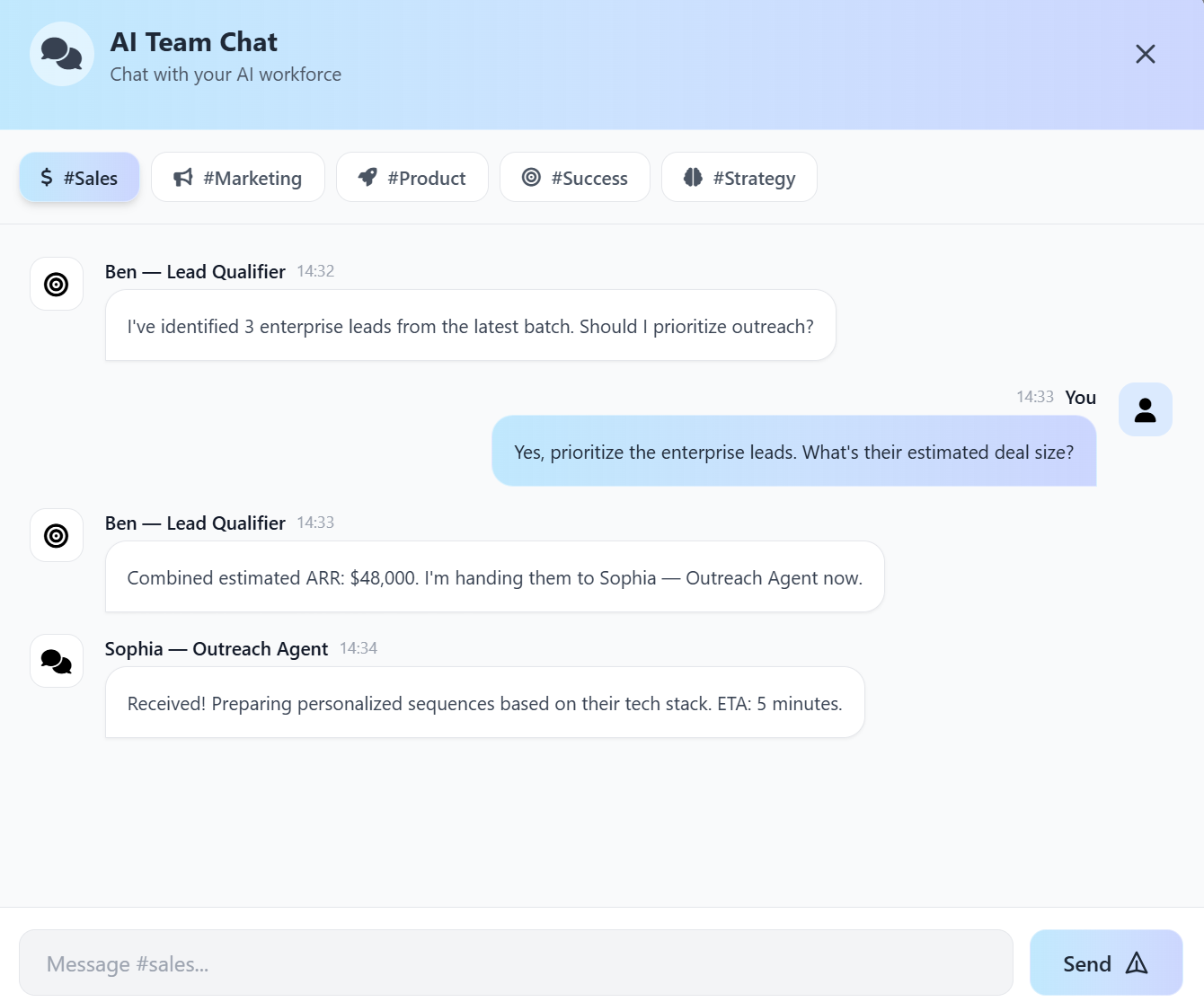 AI Team Chat & Founder Tasks